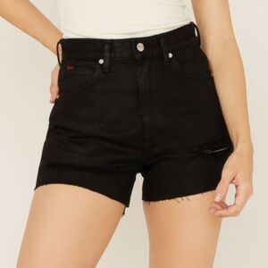 NEW Wrangler x Fender Guitars Festival Coated Black Denim Cut Off Shorts size 30